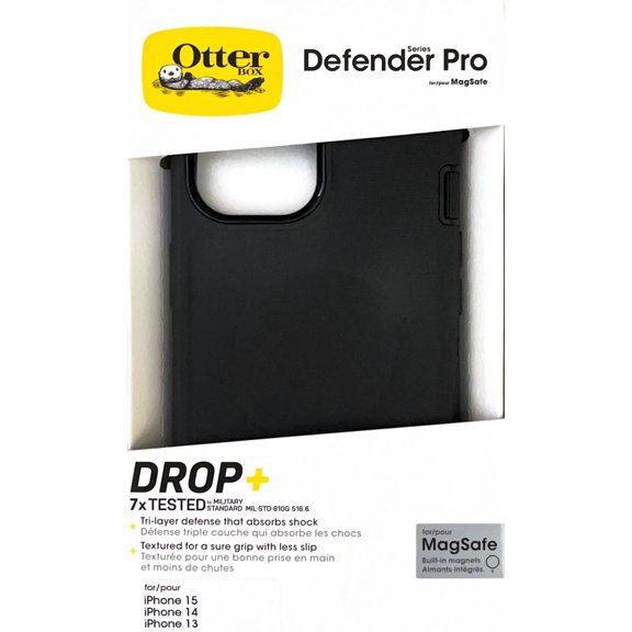 OtterBox Defender Pro Series Case with MagSafe for iPhone 15/14/13, Black