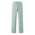 thumbnail image 3 of MDUKONU Women's Trendy Linen Pants High Waisted Lightweight with Pockets Light Green XXXXL, 3 of 4