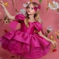 thumbnail image 4 of Vestido de niña con lazo y tirantes, falda de princesa, disfraz infantil de color rojo rosa, 4 of 4