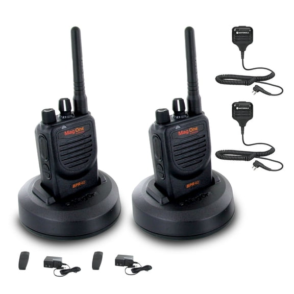 Motorola BPR40 Mag One Series 4W UHF 8-Channel Two-Way Radio (BPR40-U8)   HKLN4606 Remote Speaker Mic (2 Pack)