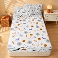 thumbnail image 4 of Homewish Halloween Ghost Zipper Queen Comforter Set with Fitted Sheet and 2 Pillowcases, Pumpkin Bat Spider Zipper Bedding Set, White Black Orange, Pumpkin Bat Reversible, 4 of 7