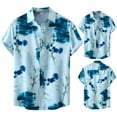 thumbnail image 2 of Men's Shirts Button Down Fashion Flower Short Sleeved Summer Beach Style Relaxed Casual Lazy Tops for Men Sky Blue XXXL, 2 of 8
