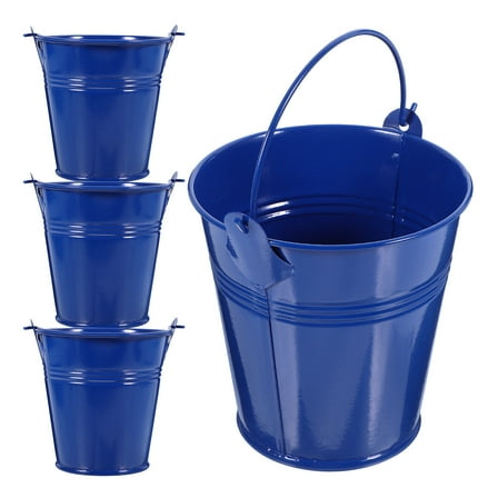 WEUVEB Metal Flower Buckets Metal Bucket Blue Iron 3.9X3.9X2.8in