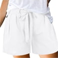 thumbnail image 4 of Tnhcen Women's Cotton-Linen Look Drawstring Shorts Elastic Waist Side Pockets Pre-Shrunk Imitation Fabric Athletic Casual Summer Shorts S-4XL Multiple Colors Available, 4 of 7