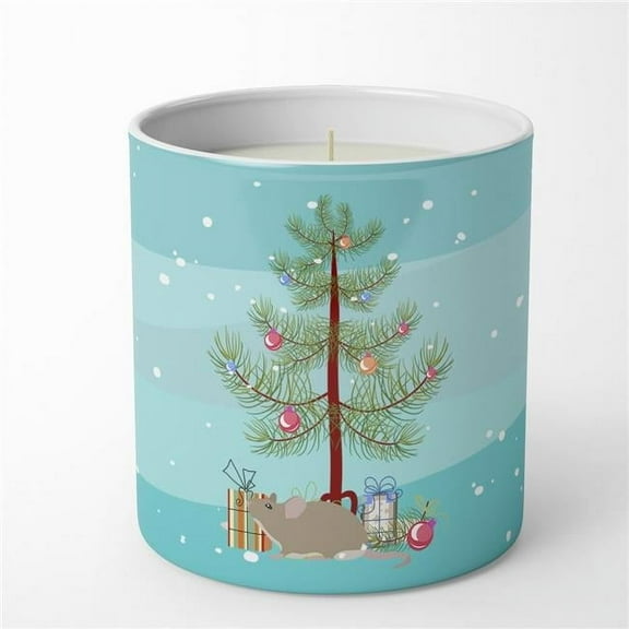 Carolines Treasures CK4462CDL 3.75 x 3.25 in. Unisex Grey Domestic Mouse Merry Christmas 10 oz Decorative Soy Candle