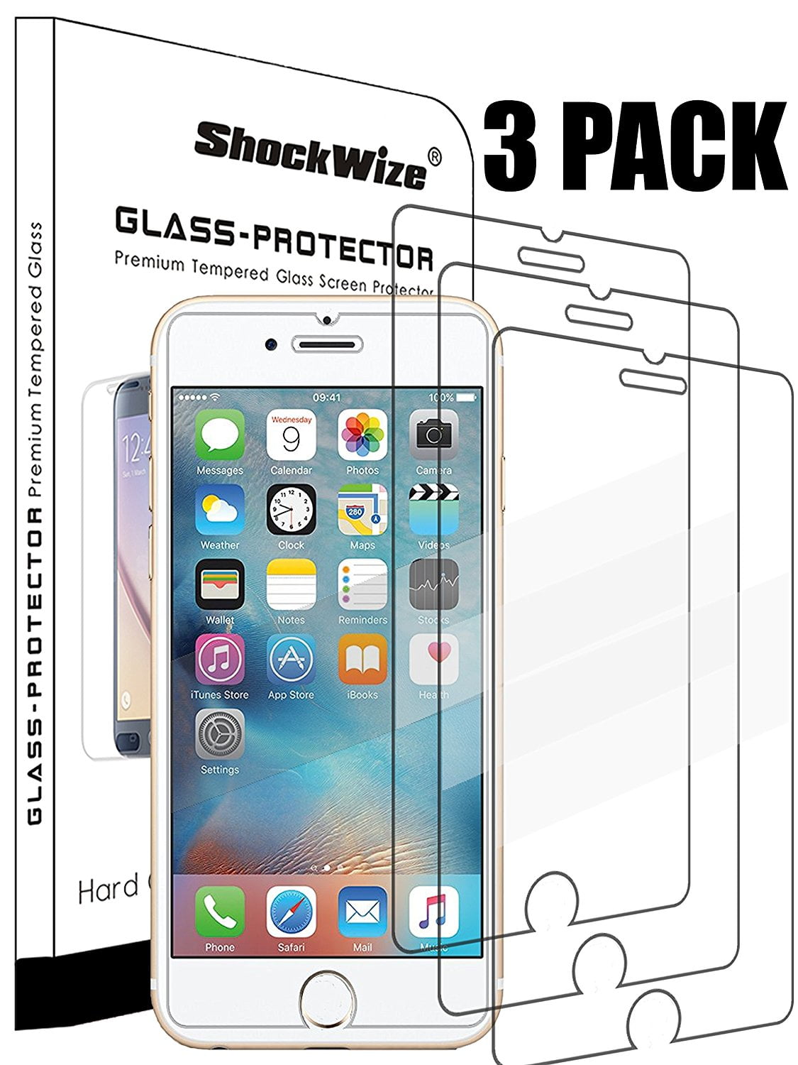 iPhone SE [3Pack] Screen Protector ShockWize [Tempered Glass] .3mm