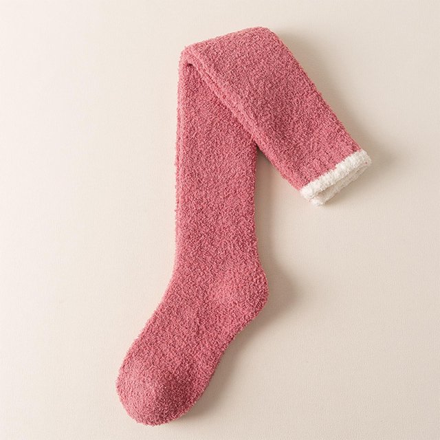Calcetines de mujer con caña sólida, gruesos, para dormir en casa, cálidos, de dacrón