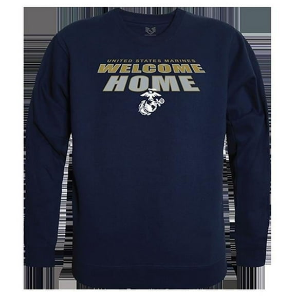 USMC Welcome Graphic Crewneck Sweatshirt, Navy - Extra Large