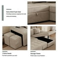 thumbnail image 6 of 104.5Inch Modular Sectional Sofa, Convertible Pull Out Sleeper Sofa with 2 Stools and Storage Chaise, 3 Seats L-shaped Comfy Couch for Living Room and Office, Cream, 6 of 9
