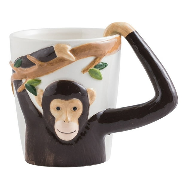 Taza de cerámica Fun Monkey Branch con mango de 350 ml de capacidad