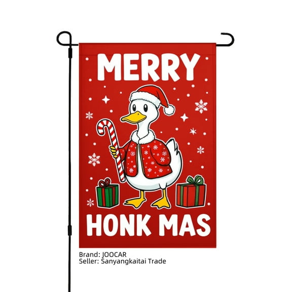 JOOCAR Merry Honk Mas Duck Christmas Garden Flag for Winter Christmas Home Outdoor Garden Yard Door Decor 12x18 inch