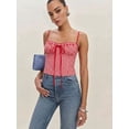 thumbnail image 5 of Women'S Summer Polka Dots Camis Top Ruched Tie Front Spaghetti Strap Going Out Tops Red S, 5 of 8