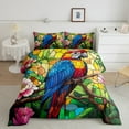 thumbnail image 2 of Erosebridal Cute Parrot Comforter Sets King Size, Wild Bird Comforters & Duvets, Pink Floral Bedroom Decor, Reversible 3-Piece, 2 of 8