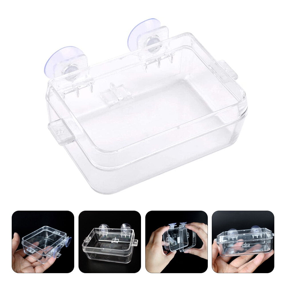 BESTYASH Set of 2 Transparent Plastic Reptile Bowls for Food and Water, Pet Feeding and Hydration Dishes