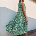 thumbnail image 4 of Liquidation d'Été 2025! Robe Grande Taille pour Femmes, Liquidation d'Été pour Femmes, Robe d'Été Sans Manches à Imprimé Floral Col en V avec Franges Ample et Confortable, 4 of 5