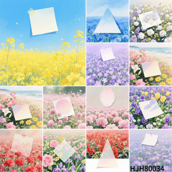 🌾Aesthetic Floral Sticky Set - 9x9cm Notes   Multi-Tape for Planners, Handmade Gifts & Dreamy Desk Decor 🌸