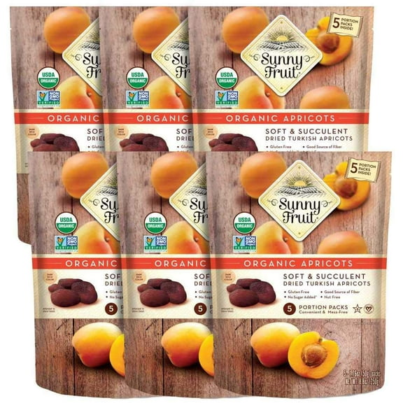 Sunny Fruit Soft Organic Turkish Dried Apricots MDH1- (30 Individual Portion Packs) | Healthy, Convenient Snack Packs | ORGANIC, NON-GMO, VEGAN, HALAL, KOSHER, NO PRESERVATIVES, NO SUGAR ADDED