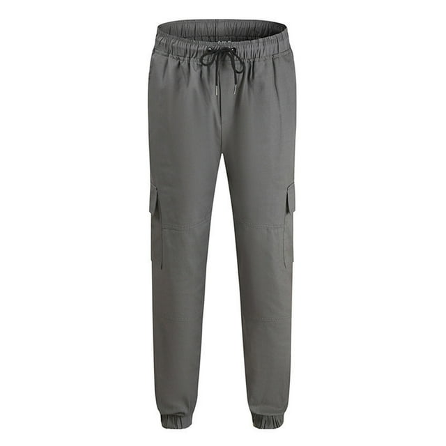 Mens Sweatpants with Flap Pockets Cinch Bottom Athletic Cargo Pants for Workout,Running,Training,Jogging,Gym