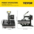 VEVOR 15x15" 8in1 Heat Press w/ Dual LED Display (TShirts, Hats