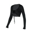 thumbnail image 5 of Liacowi Women Long Sleeve Cropped Top Long Sleeve Tie Up Slim Low Cut T-shirt Sexy Streetwear, 5 of 7