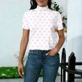 thumbnail image 5 of Uootdi Womens Polka Dot Tees Mock Neck Short Sleeve Dot Print Blouses Casual Loose Lightweight Soft Comfy Daily Wear Shirts Gift, 5 of 6