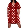 thumbnail image 1 of Vestido Corto de Verano Moda Grande Impresión de Manga Corta Cuello en V Bolsillo Mini Vestido para Casual Y Diario, 1 of 4