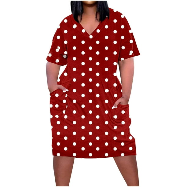 Vestido Corto de Verano Moda Grande Impresión de Manga Corta Cuello en V Bolsillo Mini Vestido para Casual Y Diario