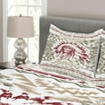 thumbnail image 3 of Ambesonne Art Quilted Bedspread Set 3 Pcs, Vintage Portrait Grunge Design, Queen Size, Sage Green Ruby and Tan, 3 of 4