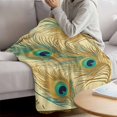 thumbnail image 3 of Peacock Feathers Blanket Soft Cozy Warm Twin Blanket for Bed, Plush Fuzzy Flannel Fleece Blankets for Sofa, Brown Turquoise Vintage Abstract Throw Blankets for Couch, Gifts for Men, 60"x80", 3 of 9