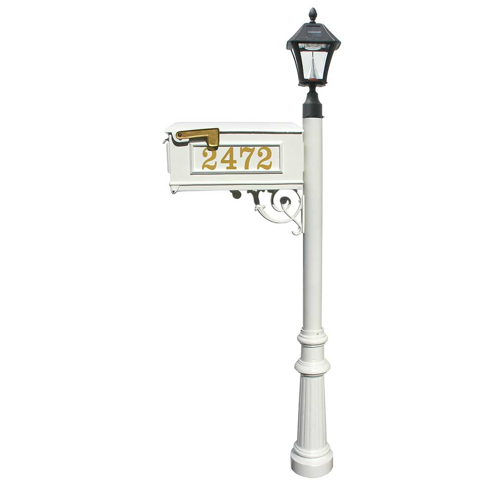 Mailbox, Post in white color, w/ Vinyl numbers on mailbox, white