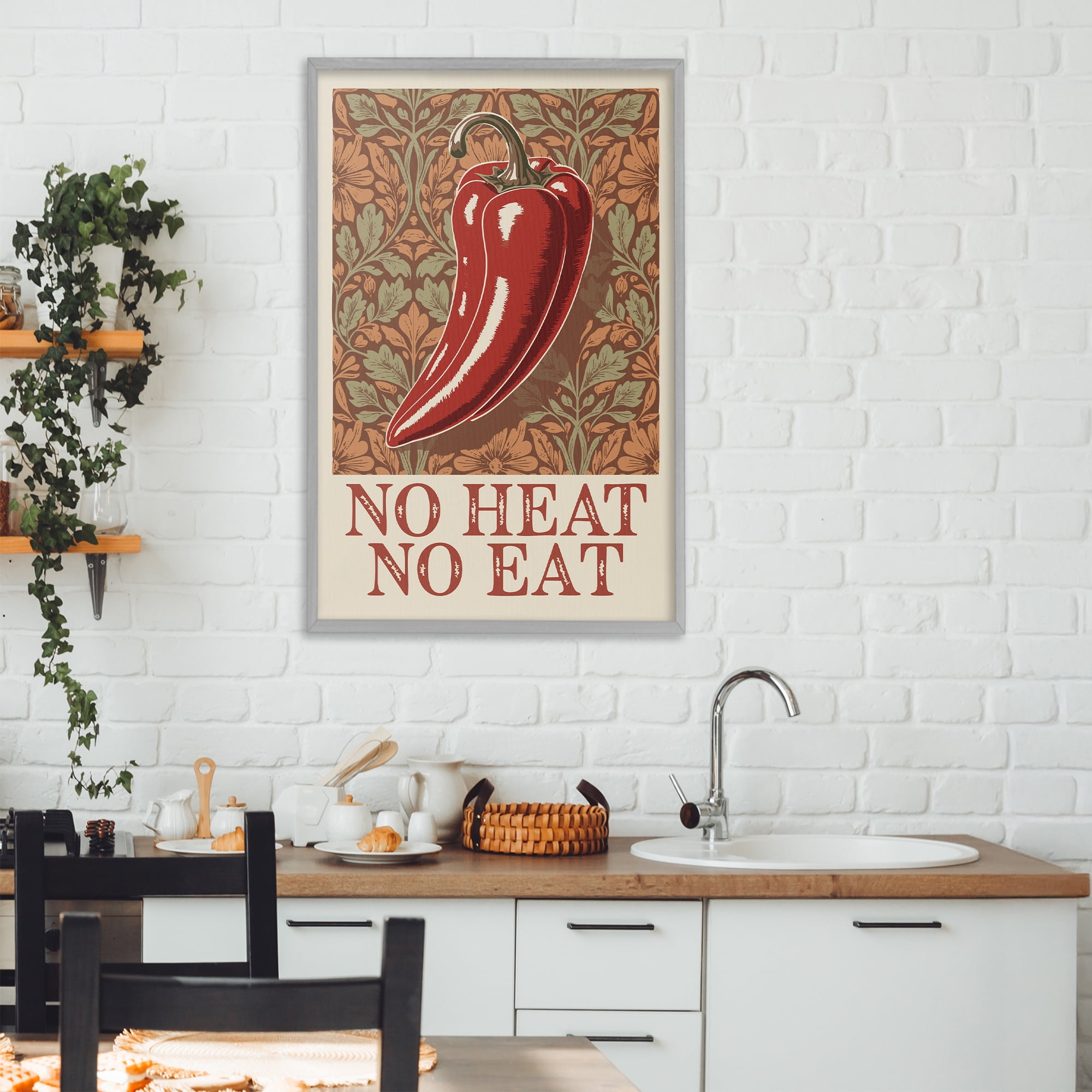 Stupell Industries No Heat or Eat Pepper Gray Framed Giclee Art, design by Andreas Magnusson