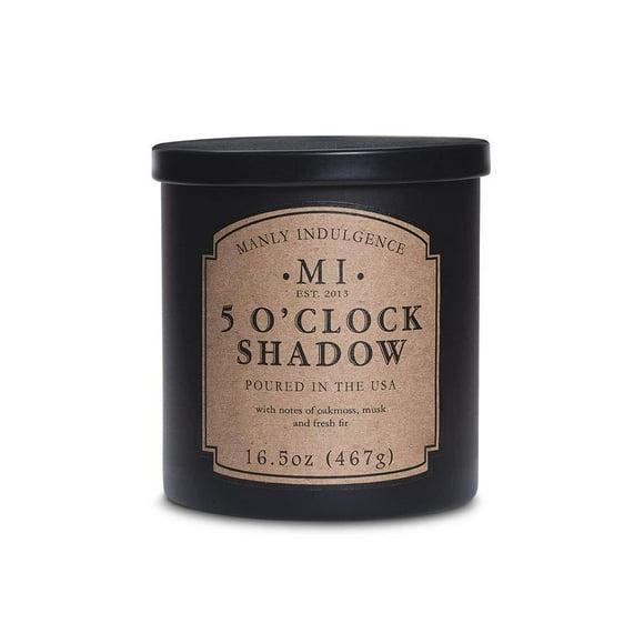 Manly Indulgence Bougies Parfumées 5 O'Clock Shadow pour Hommes 16,5 Oz Mèche Unique Mélange de Soja Premium Cire 60H Bougies pour la Maison Parfumées - Fabriquées aux États-Unis