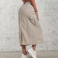 thumbnail image 6 of Womens Cargo Skirt High Drawstring Quick Dry Maxi Skirt Trendy Back Slit A Line Long Skirts Hiking Fall Skirts, 6 of 8
