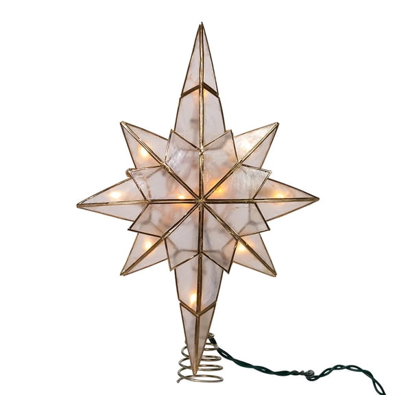 KSA 10.75" Lighted Gold Star Christmas Tree Topper, Clear Lights