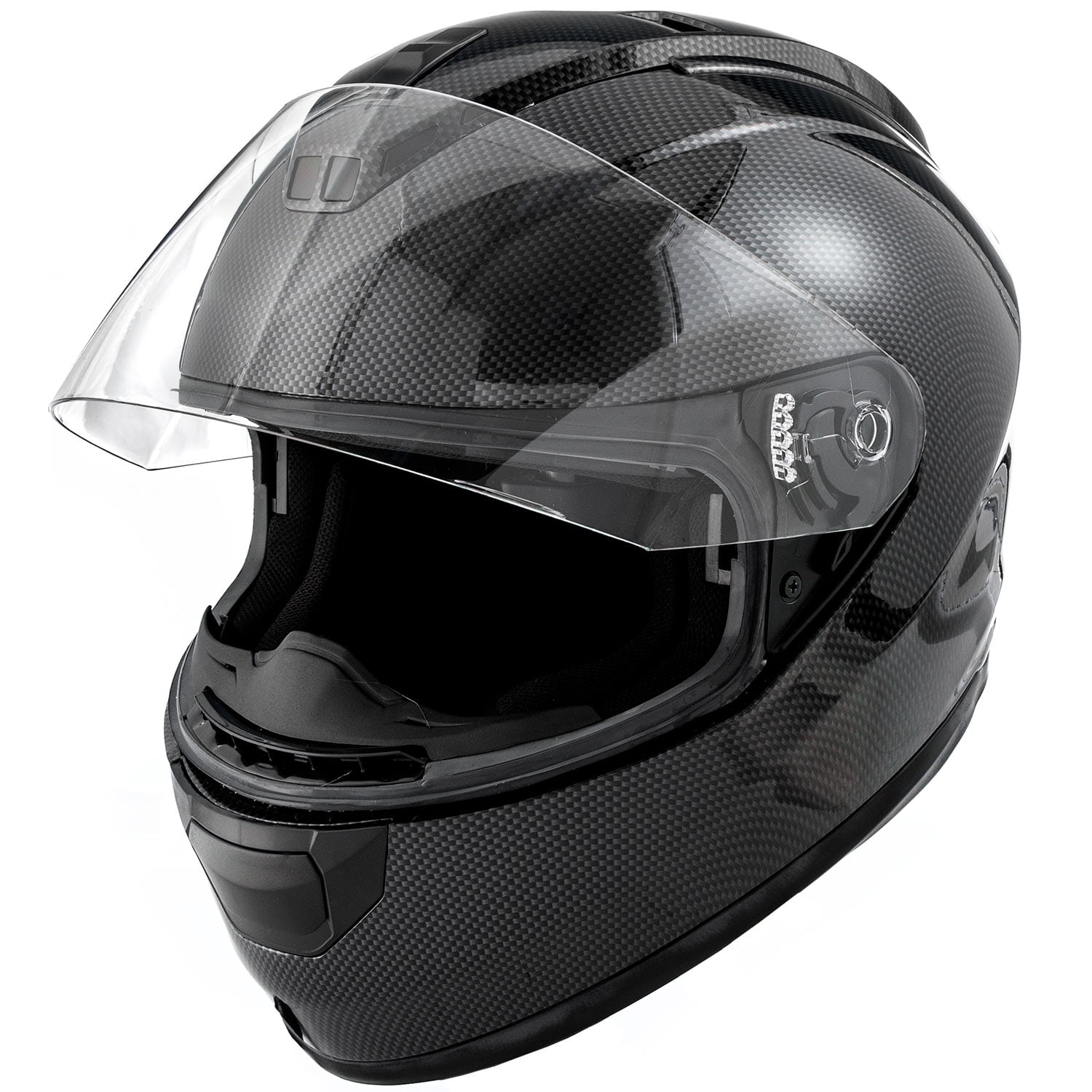 DOT Motorcycle Helmet Full Face KOI Gloss Carbon Fiber w/ Clear Visor