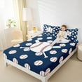 thumbnail image 4 of Manfei Baseball Game Twin Sheet Sets,Ball Sport Twin Fitted Sheet,White Deepblue Flat Sheet For Girls Kids,Super Cozy Room Decor,3 Pieces, 4 of 7