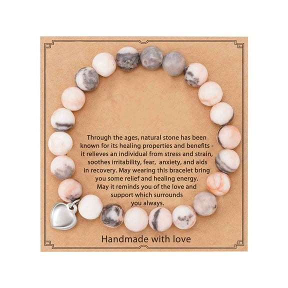YOHAVEN Love Pendant Beaded Bracelet Christmas Gift for Women, Natural Stone Jewelry for Holiday Occasion, Valentines Day Anniversary Birthday Present