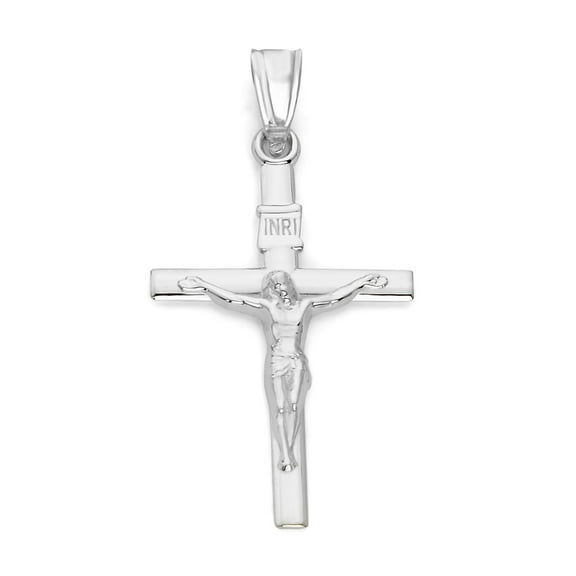 925 Sterling Silver INRI Crucifix Pendant - Religious Jewelry Gifts for Baptism