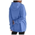 thumbnail image 4 of Women's Long Sleeve Oversized Pullover Sweatshirt Solid Color Hoodie with Pockets Fall Winter Clothes for Women (Blue XL), 4 of 8