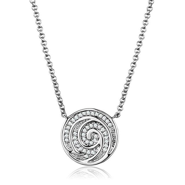 Alamode 3W1029-16Plus3 Pendentif Chaîne en Laiton Rhodié avec AAA Grade CZ en Clair - 16 & 3 Po.