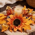thumbnail image 6 of Fall Maple Leaves Candle Rings Wreath,Artificial Sunflower Berries Candle Holders,Fall Small Candle Wreath Rings for Farmhouse Fall Thanksgiving Halloween Wedding Centerpiece Table Décor, 6 of 8