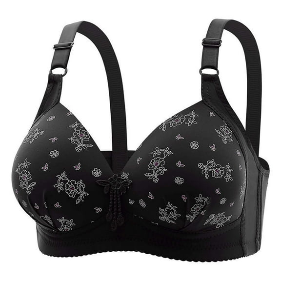 Fengactive Wireless Bras for Women Plus Size Floral Print Padded Bra Full Coverage No Underwire Adjustable Support Bra