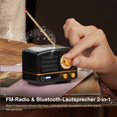 thumbnail image 3 of Altavoz Bluetooth Muzen OTR Metal Retro con radio FM y AUX, 3 of 7