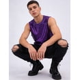 thumbnail image 7 of Men's Sequin Tank Top Sparkly Glitter Sleeveless Shirt Crew Neck Shiny Metallic Vest for Music Festival, Disco Party, Stage Performance Purple L, 7 of 7