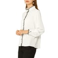 thumbnail image 5 of MODA NOVA Junior's Stand Collar Button Down Long Sleeve Shirt  White S, 5 of 6