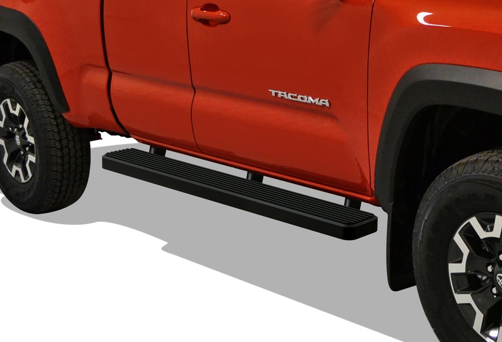 Nerf Bars Side Steps Side Bars APS iBoard Running Boards 4 inches Matte Black Custom Fit 2005-2020 Toyota Tacoma Access Cab Pickup