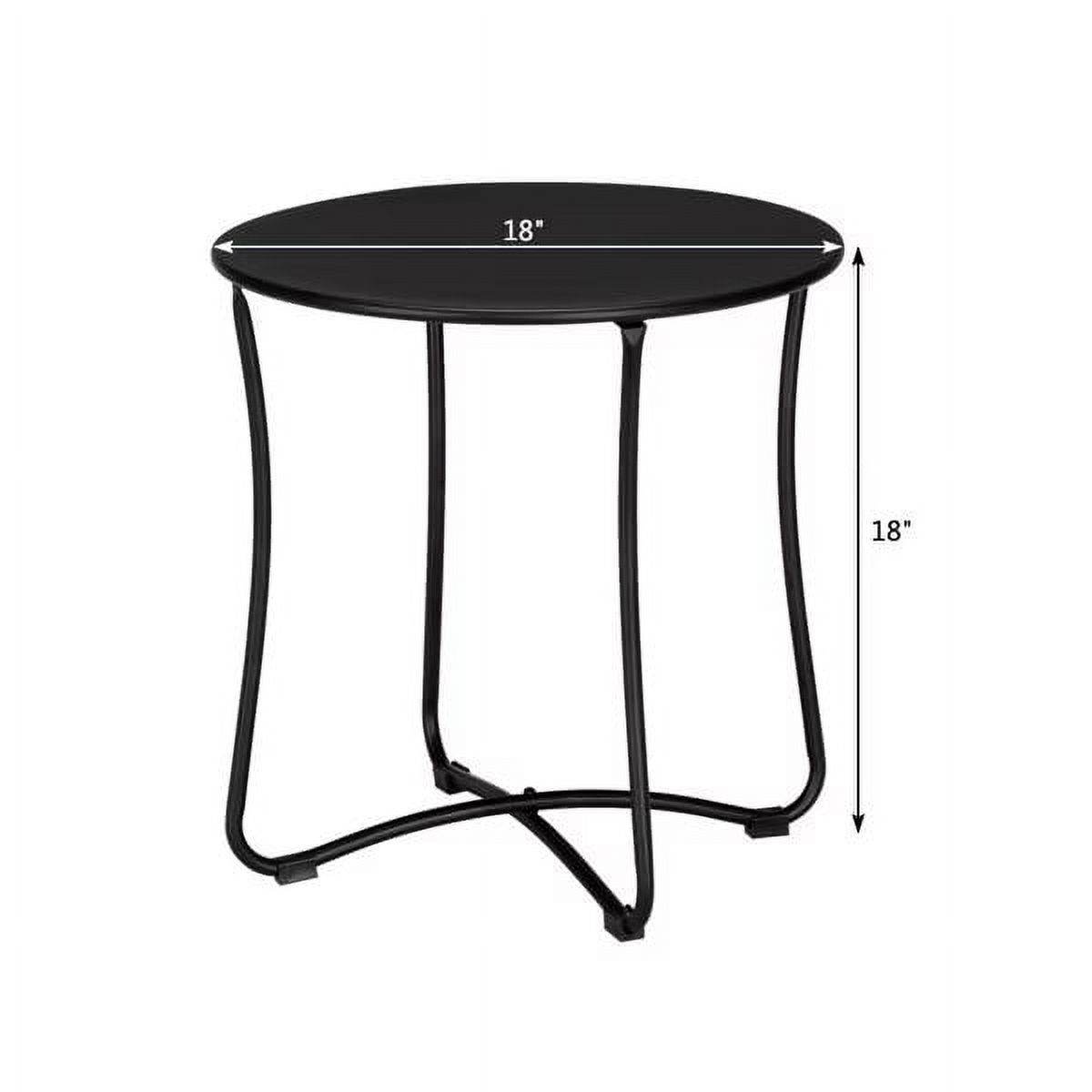 18" Patio Portable Side Table, Waterproof Round Metal Steel Side Table, Terrace Wrought Iron Side Table, Weather Resistant Portable Outdoor and Indoor End Table, for Garden Balcony Yard, Black - image 4 of 7