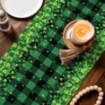 thumbnail image 3 of St. Patrick's Day Table Runner - 48 Inch Long Spring Shamrocks Farmhouse Green Checkered Cotton and Linen Blended Dress Scarves Farmhouse Table Runner for Kitchen Dining, Coffee Table, 13" x 48", 3 of 8