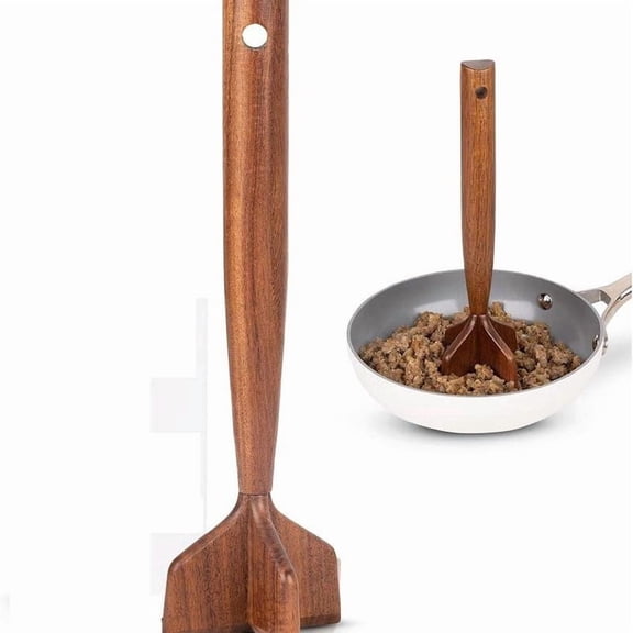 CZSCPDAW Wooden Meat Chopper, Ground Meat Masher, Beef Masher, Hamburger Masher Potato and Bean Masher Chicken and Beef Shredder