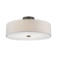 thumbnail image 4 of Livex Lighting Meridian 8" 4-Light Metal & Fabric Semi Flush in English Bronze, 4 of 18